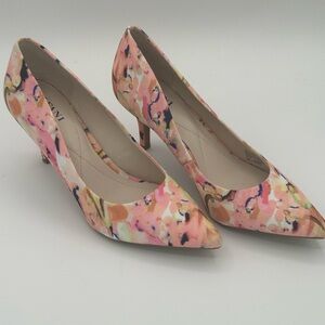 Alfani Step Flex Floral Pumps Womens Size 7M Pointed Toe Heels Pink Multicolor
